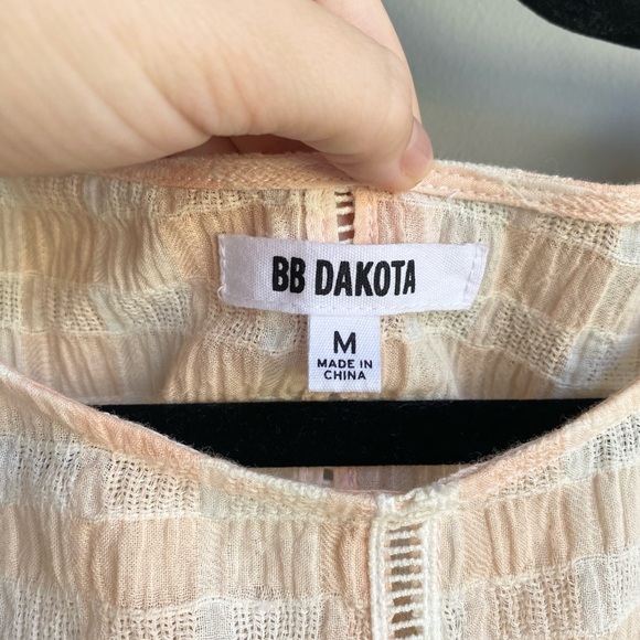 B.B Dakota Lisanne Peach Gingham Blouse - Picture 7 of 9